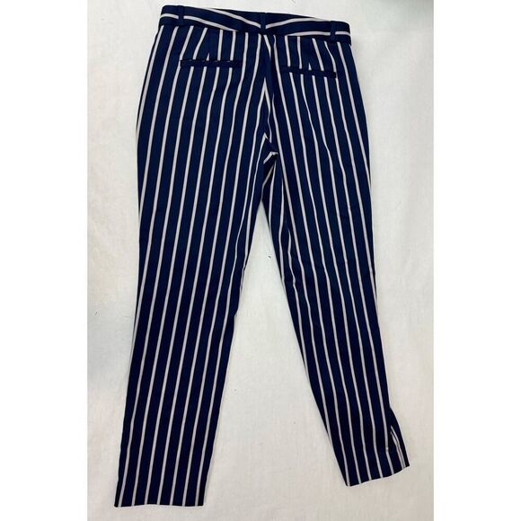 Twee Preppy Banana Republic Ryan Striped Dress Pants Trousers Navy 6 - Picture 2 of 8